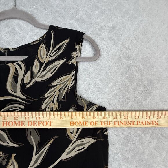 Vtg Talbots Midi Maxi Dress 14 Black Tan Floral Sleeveless Fairygrunge 90s Y2K - Picture 8 of 11
